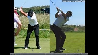 Jon Rahm golf swing  Long Iron faceon amp downtheline July 2017 [upl. by Ahsilav]