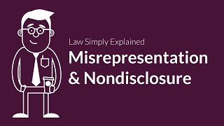 Misrepresentation and Nondisclosure  Contracts  Defenses amp Excuses [upl. by Sean]