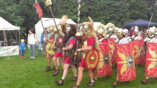 Roman Reenactment at the Amphitheatre in Caerleon Marching In [upl. by Enak131]