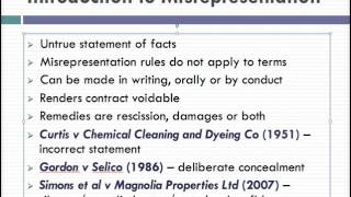 Misrepresentation Lecture 1 of 4 [upl. by Ursala]